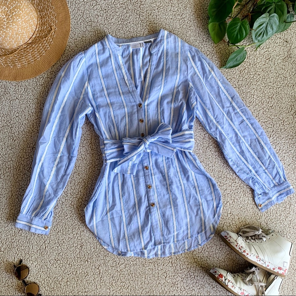 Anthropologie Blue & White Stripe Buttondown